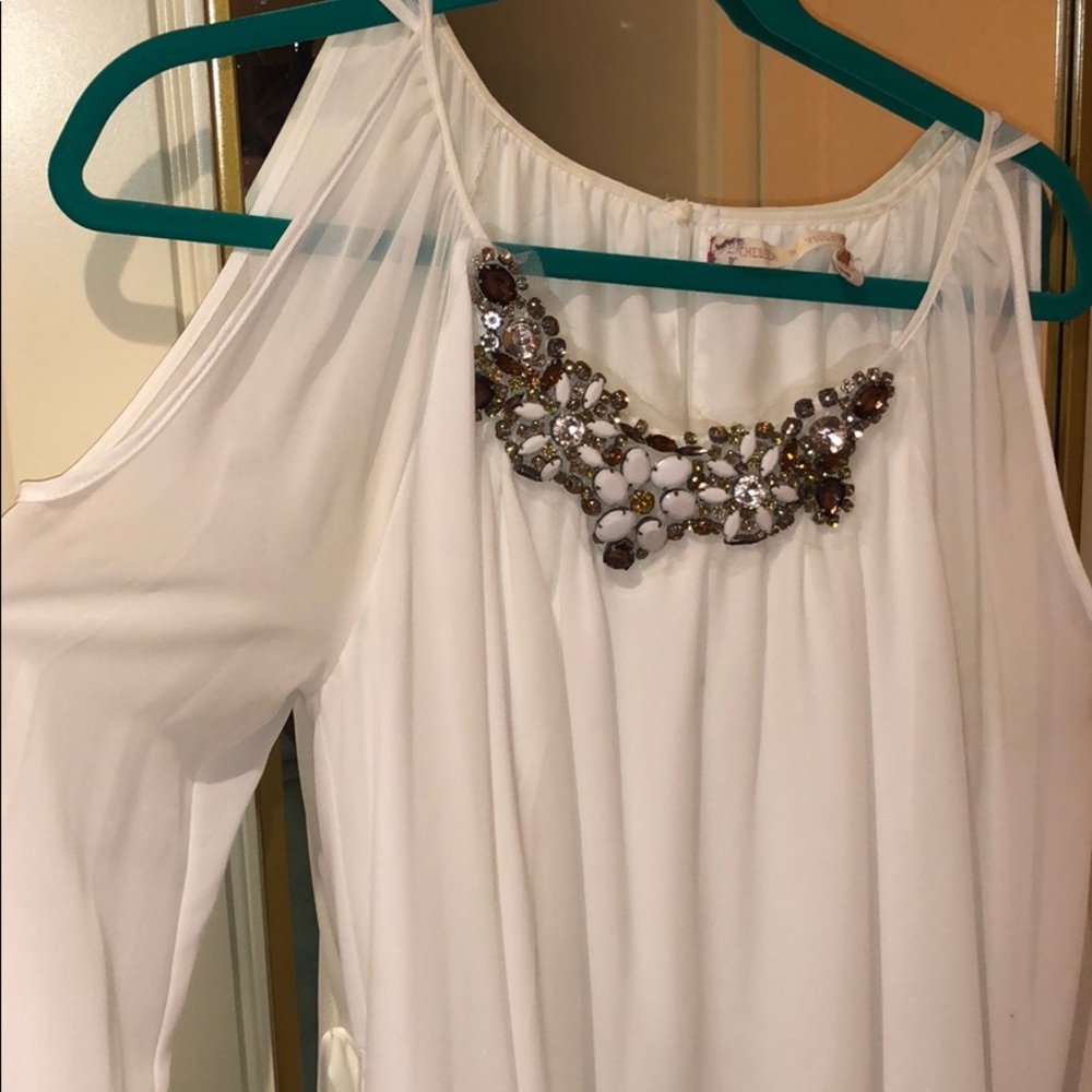 White formal dress (with fabric belt attached)